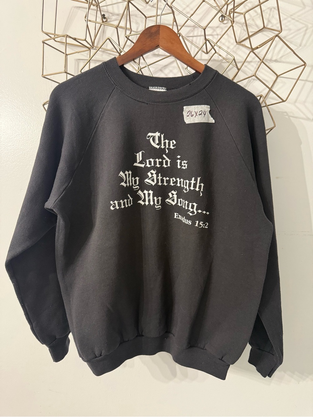 Hanes Black Crewneck Sweatshirt with White Religious Script
